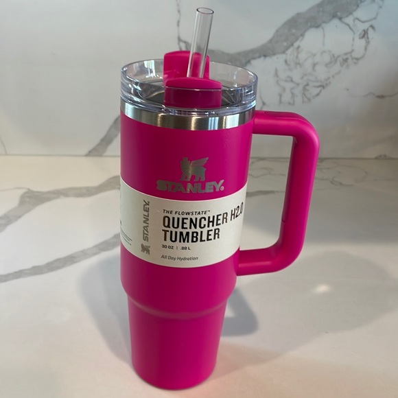 light pink hot pink stanley cup Stanley 1913 x LoveShackFancy Holiday Quencher® H2.0 FlowState™ Tumble